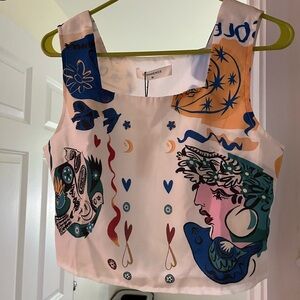 Commense Pink Orange Graphic Crop Tank and Pants